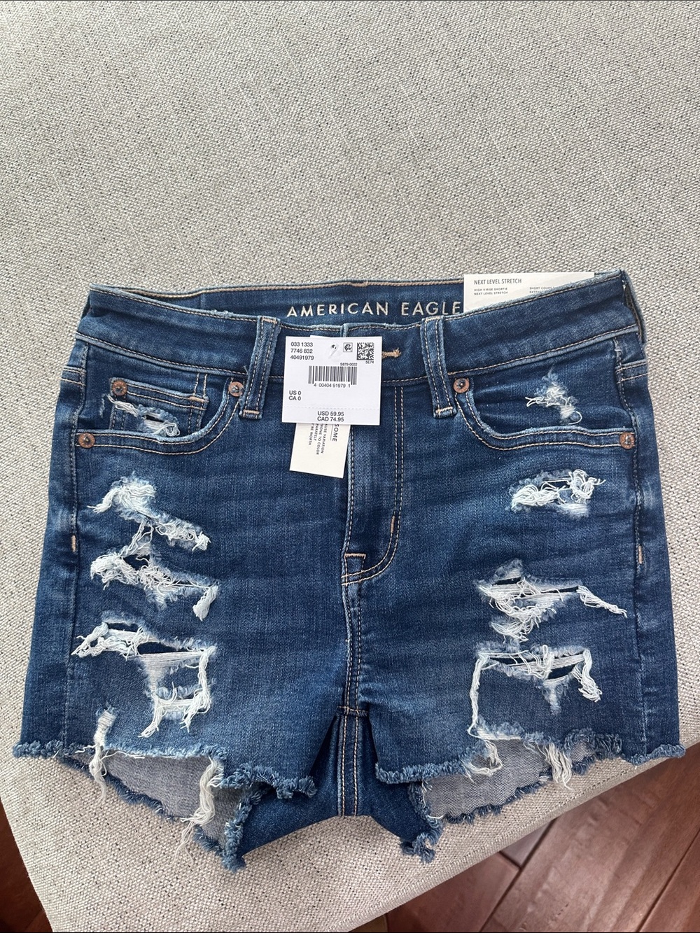 American Eagle Outfitters High V-Rise Shortie Dark Blue Next Level Stretch